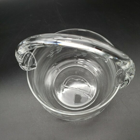 Princess House #685 Heritage Crystal Handled Basket 5" Clear Blown Glass VTG - Picture 7 of 11